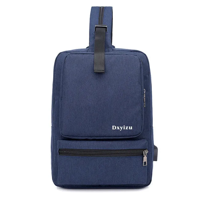 14.1 Inch Laptop Backpack Women Men Waterproof Lightweight Slim Chest Bagpack Canvas Sling