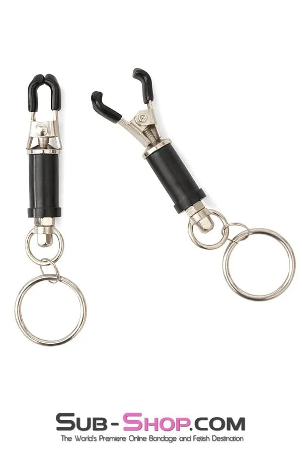 2368M-SIS      Pretty Sissy Trainer Barrel Style Twist Closure Cock and Ball Clamps with Weight Sissy Mistress Hanging Rings