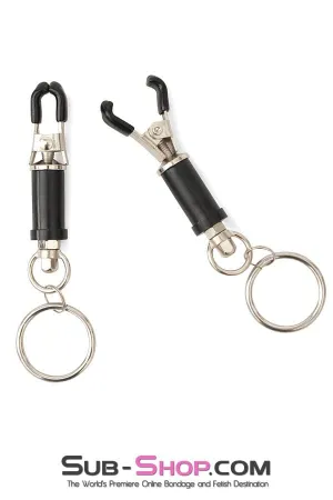 2368M-SIS      Pretty Sissy Trainer Barrel Style Twist Closure Cock and Ball Clamps with Weight Sissy Mistress Hanging Rings