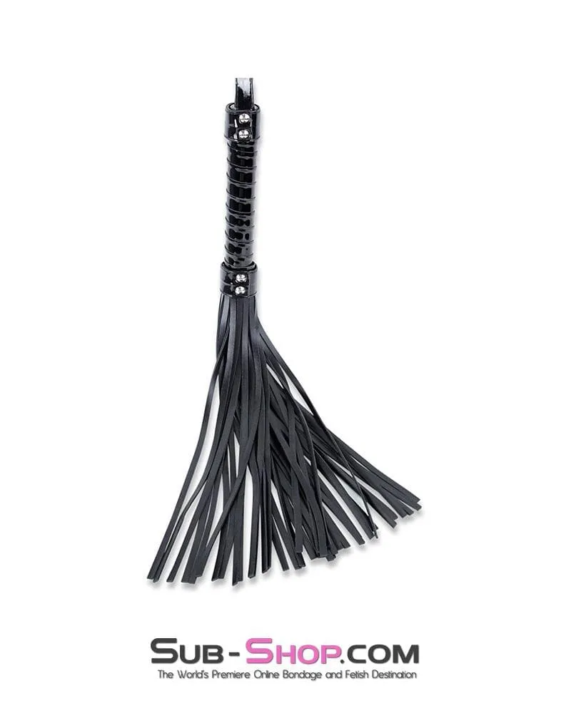 3651MQ      Black Vegan Patent Handle 17" Heavy Bondage Whip - LAST CHANCE - Final Closeout!