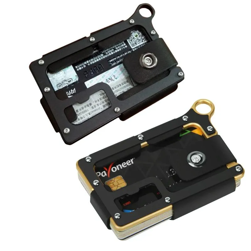 Adjustable Snap Button Wallet Aluminum Alloy & Leather