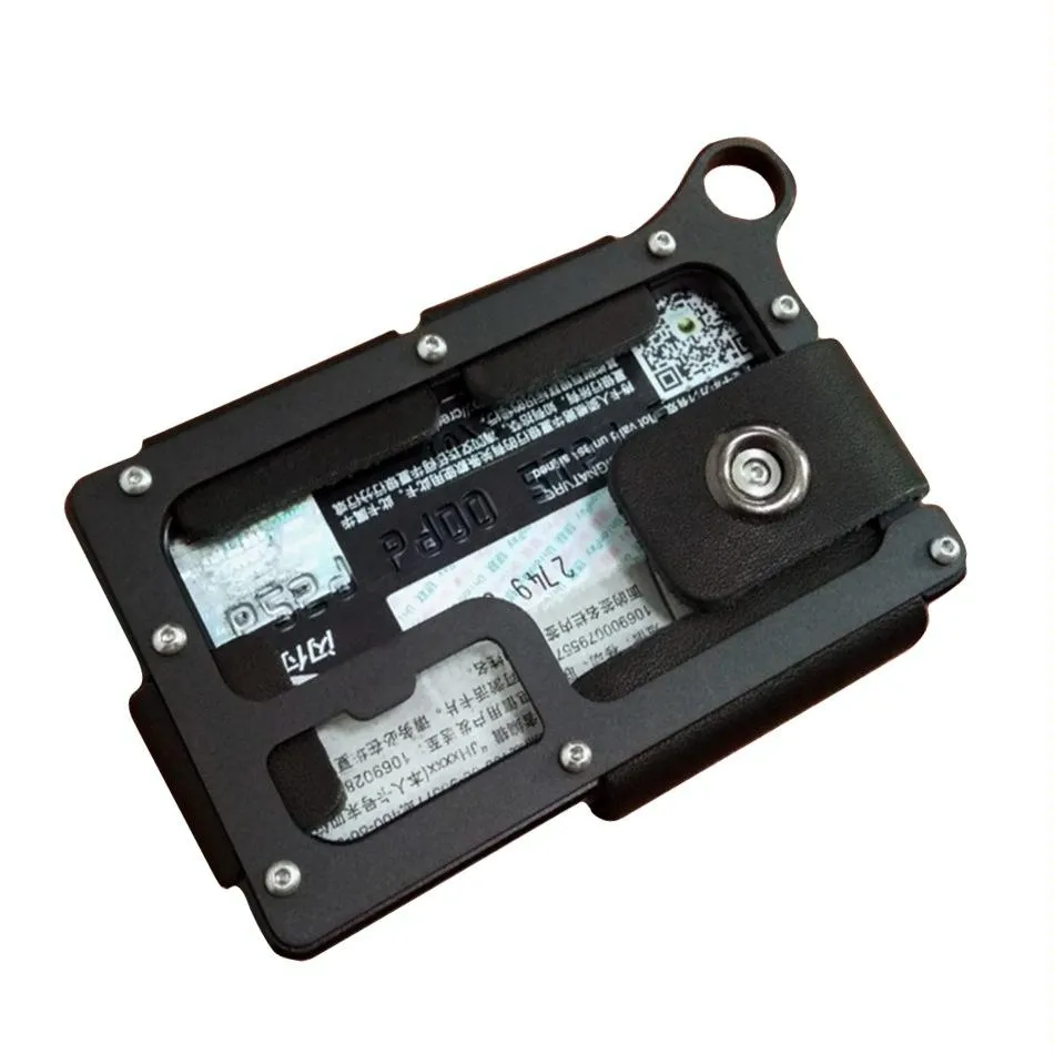 Adjustable Snap Button Wallet Aluminum Alloy & Leather