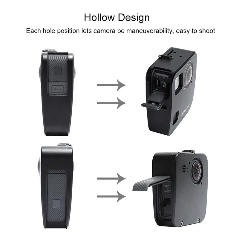 Aluminum Alloy Protective Cage for Gopro Fusion with Mount and Lens Caps
