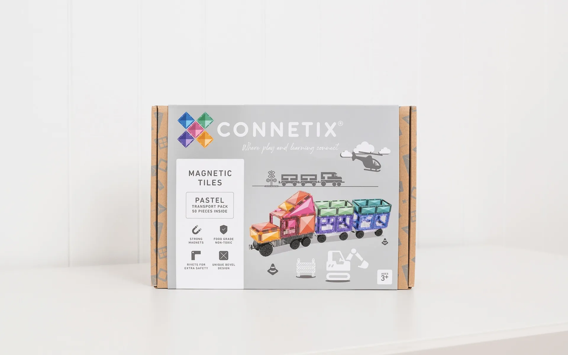 Connetix Tiles 50 Piece Pastel Transport Pack