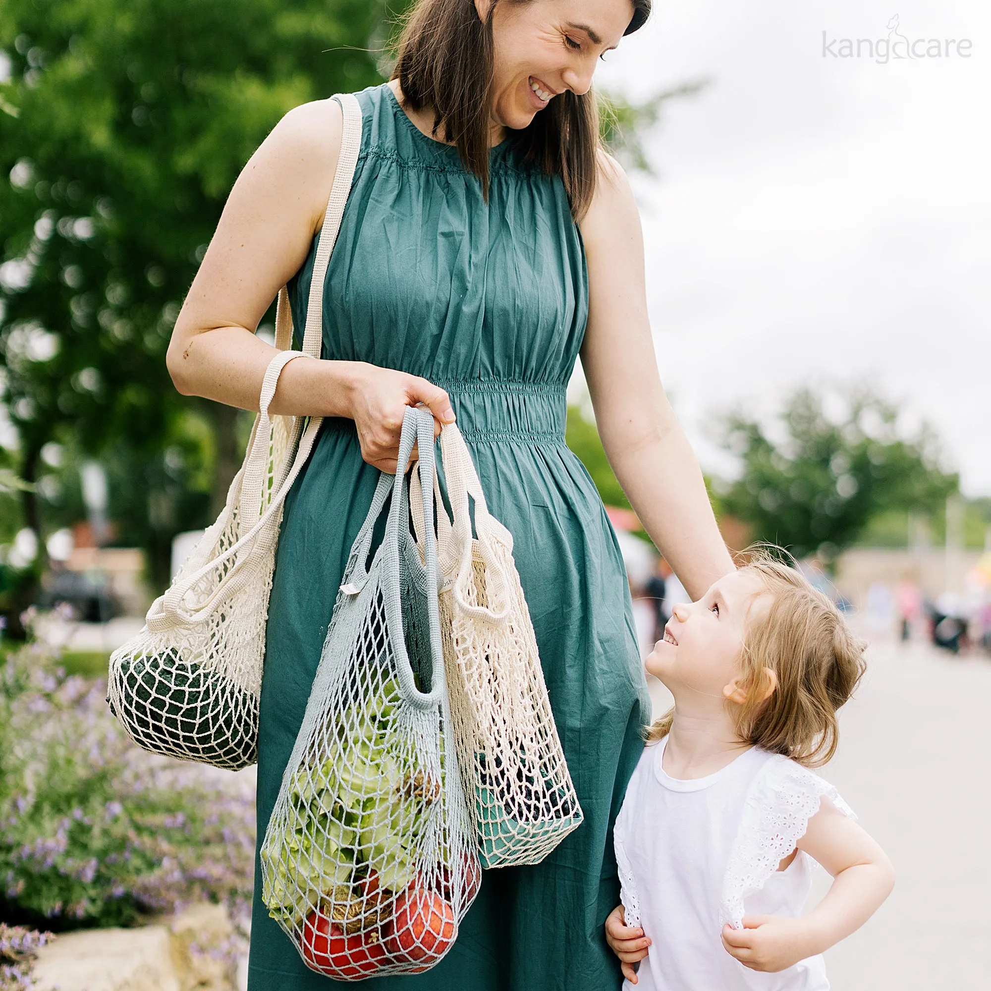 Ecoposh Long Handle Cotton Net Grocery Bag :: Natural
