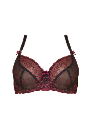 Fit Fully Yours Nicole Sheer Lace Bra, Black Red