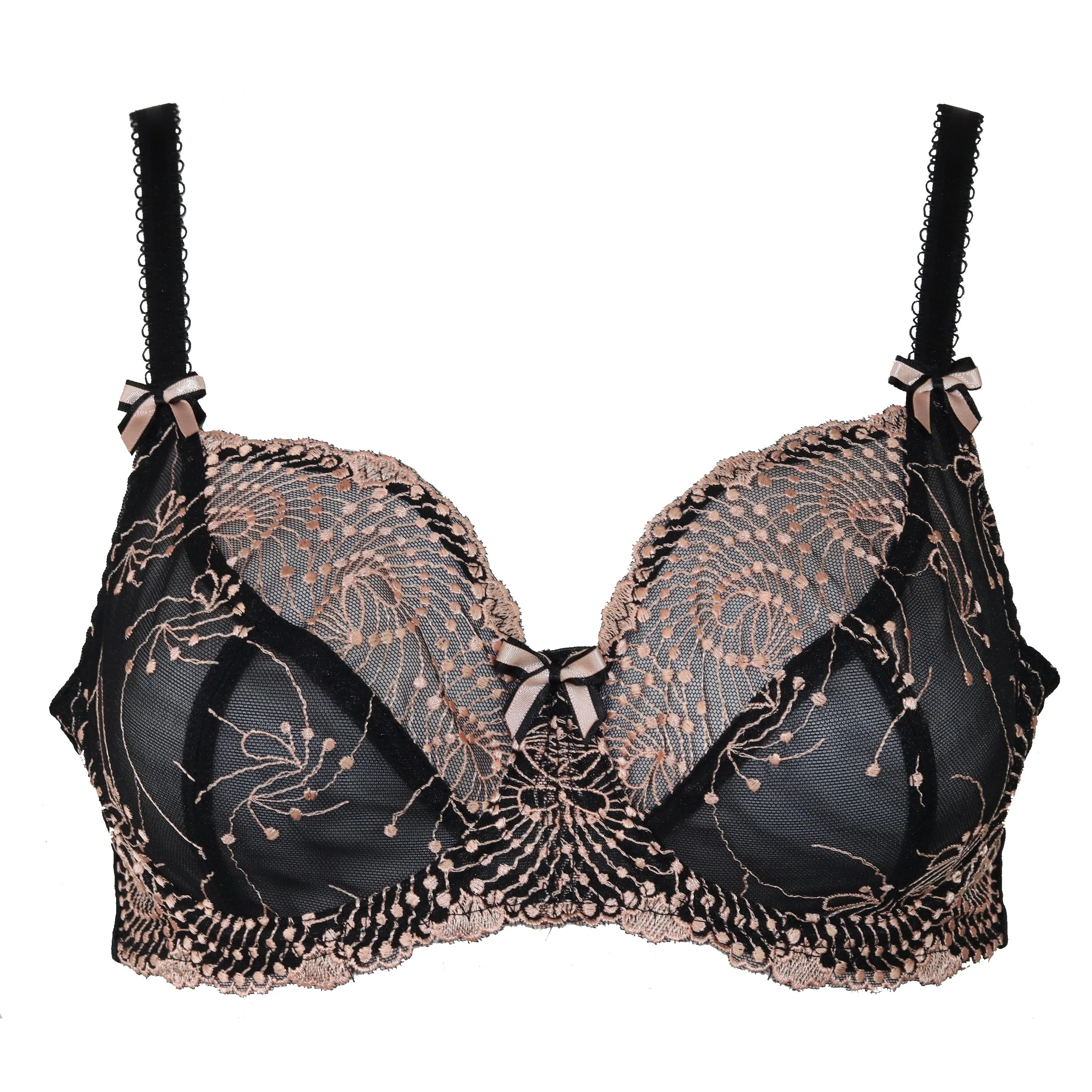 Fit Fully Yours Nicole Sheer Lace Bra, Black Rose Gold