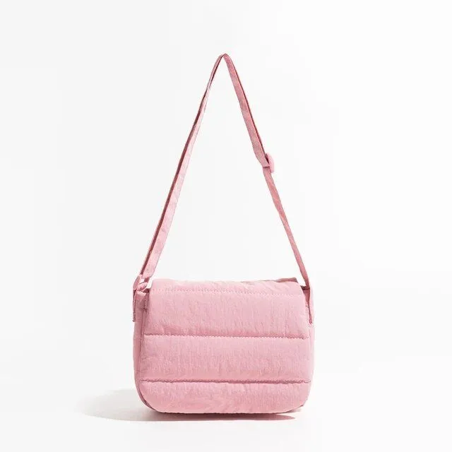 Soft Puffer Quilted Crossbody Purse with Zipper Pocket