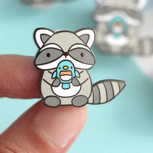 Wild Whimsy Woolies Enamel Pin - Raccoon